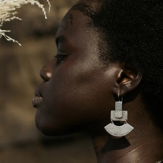 Naia Earrings - White Brass