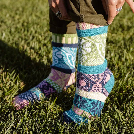 Hummingbird Crew Socks / Recycled Cotton Eco- Friendly