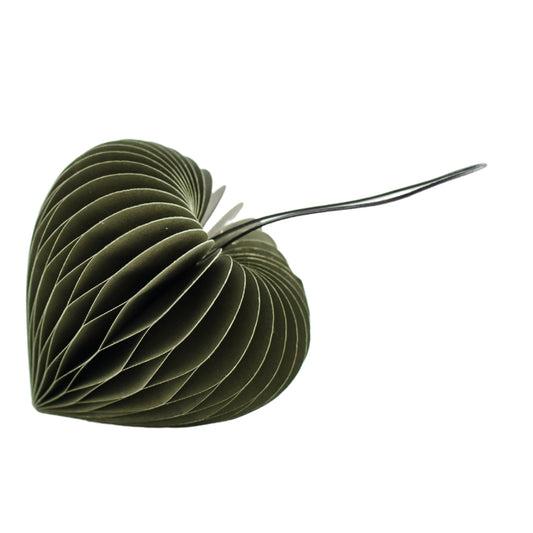Olive Green Paper Heart Ornament - PRE ORDER