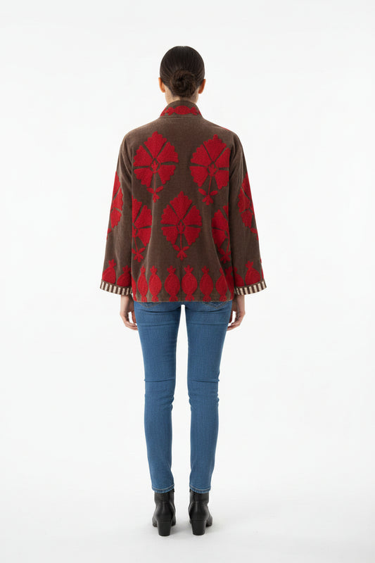 Embroidered Velvet Jacket Pomegranate - Scarlet Chocolate