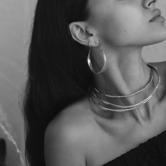 Indra Hoop Earrings - White Brass