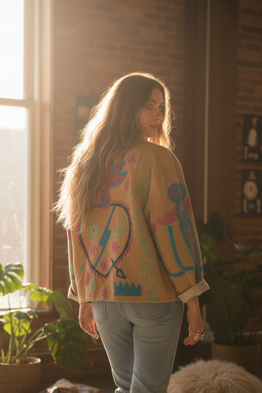 Embroidered Velvet Jacket Imagine - Oatmill