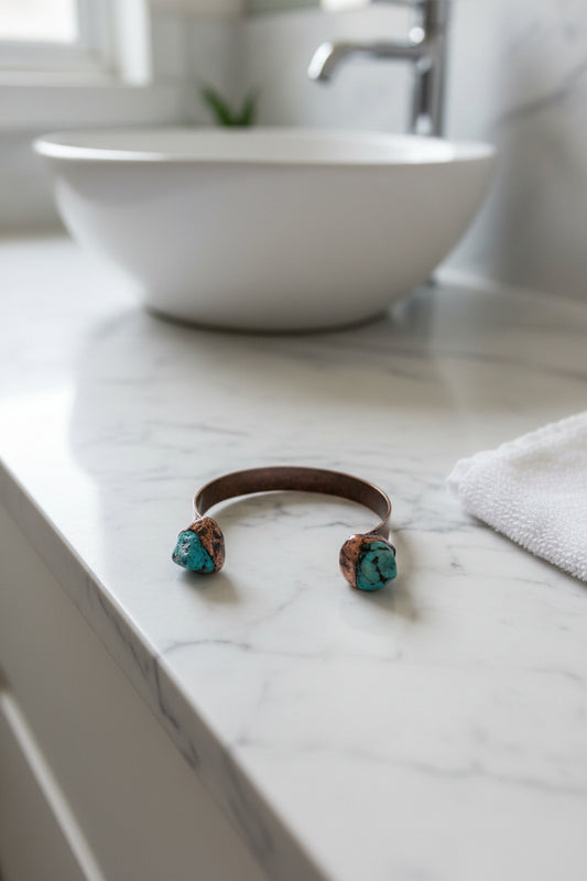 Genuine Natural Turquoise Cuff Bangle Bracelet