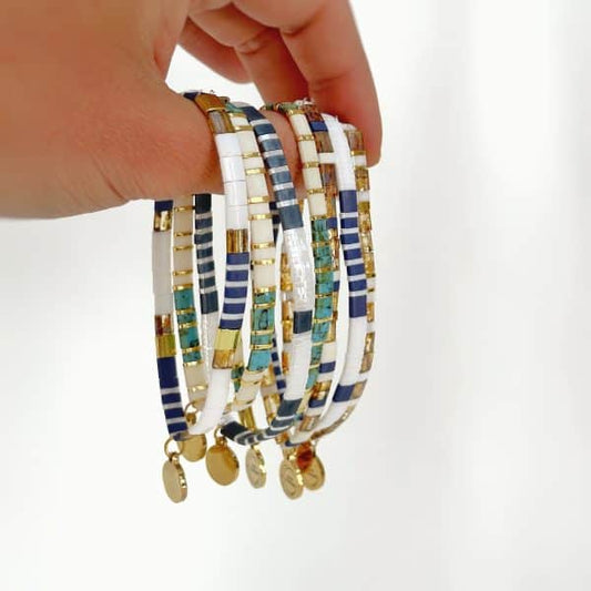 Love Bracelet - Navy, Off White & Gold image 1
