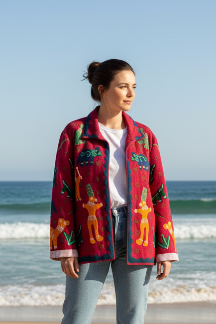 Velvet Jacket Motif - Hot Pink