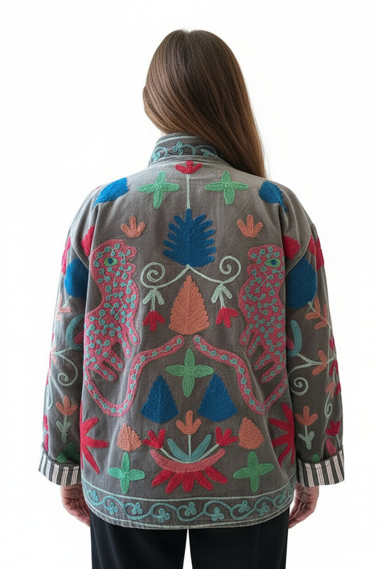 Aztec Leopard Velvet Jacket