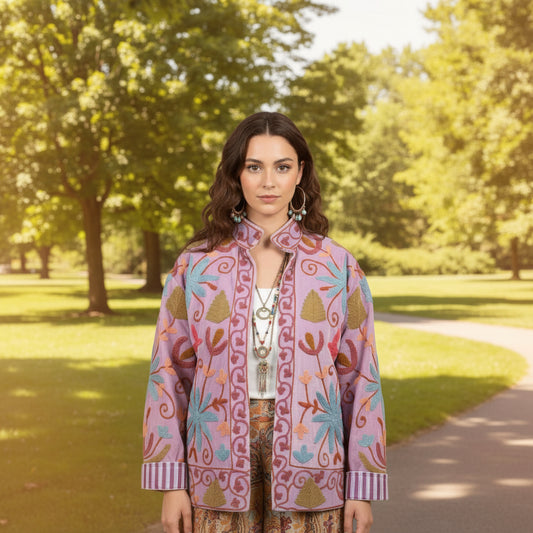 Velvet Jacket Leopard - Pastel Lilac