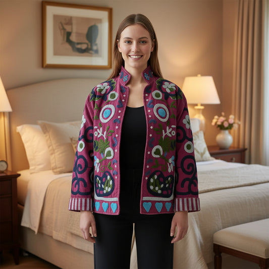 Bloom Merlot Velvet Jacket