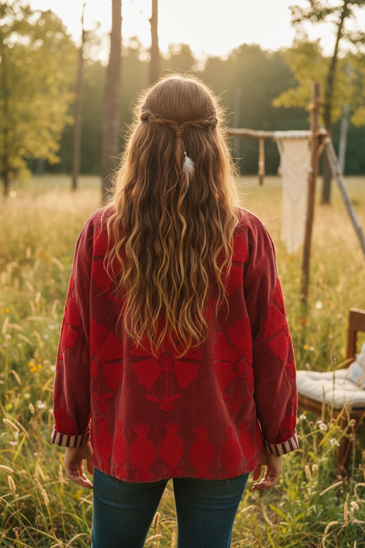 Velvet Jacket Pomegranate - Scarlet