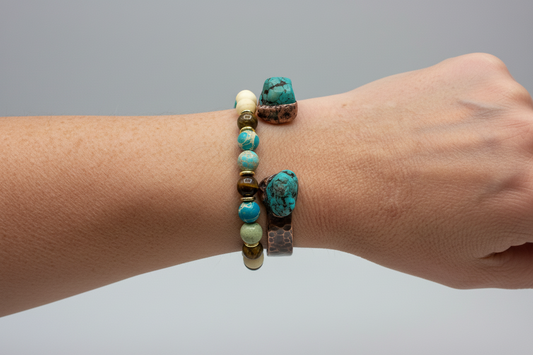 Genuine Natural Turquoise Cuff Bangle Bracelet