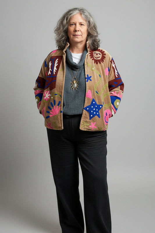 Embroidered Velvet Jacket Caramel Cowgirl