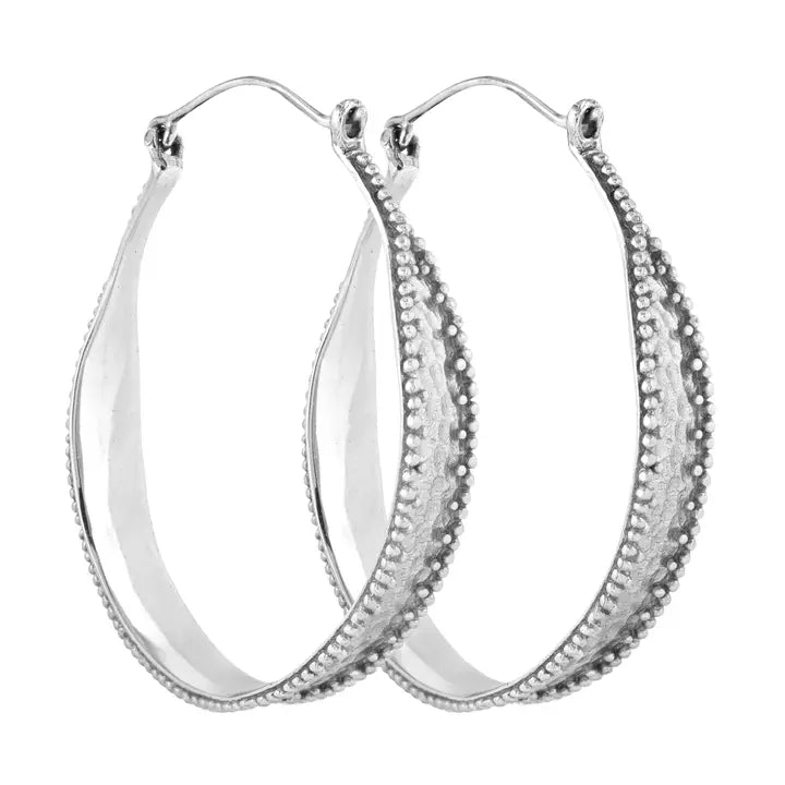 Indra Hoop Earrings - White Brass
