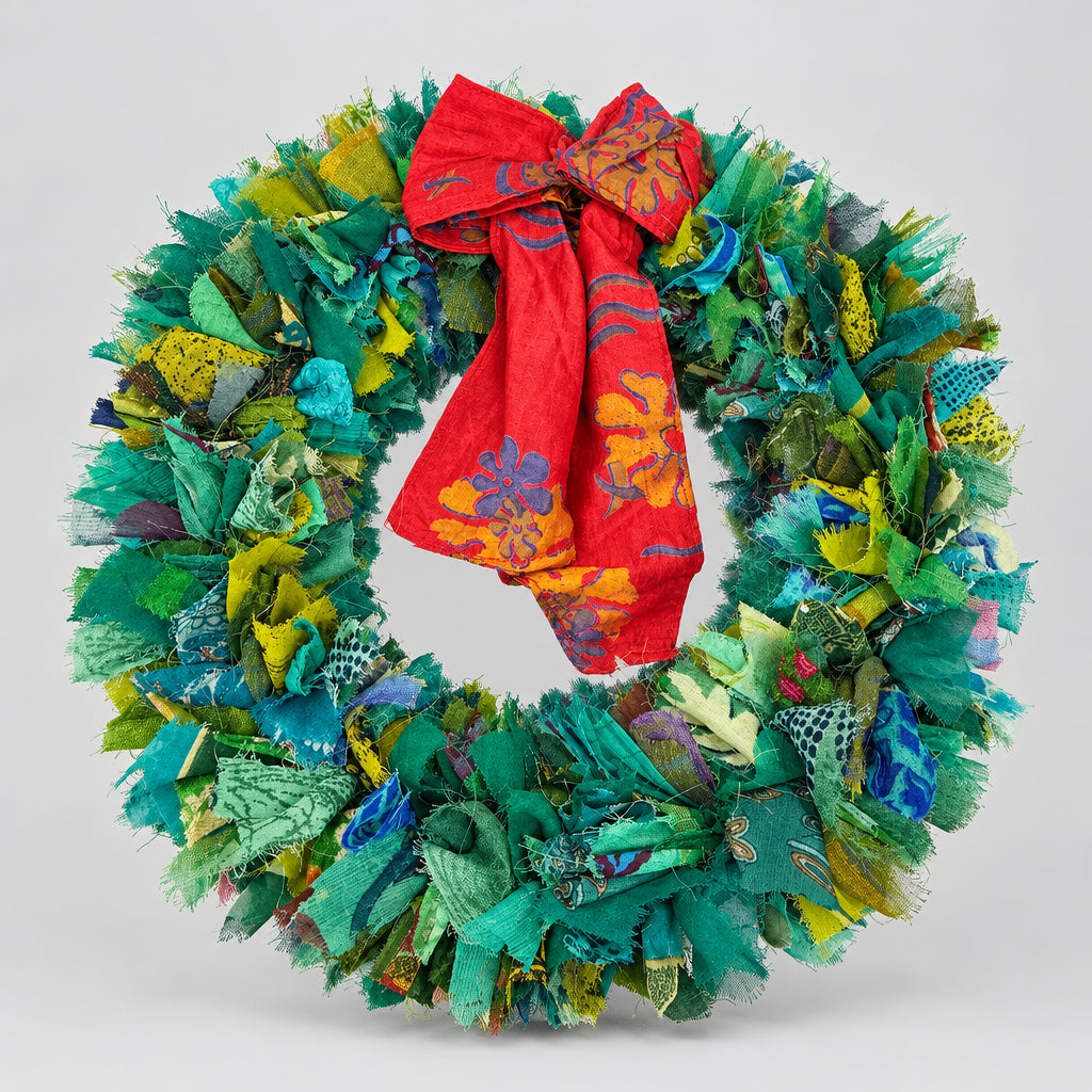 Recycled Sari Small Green Wreath