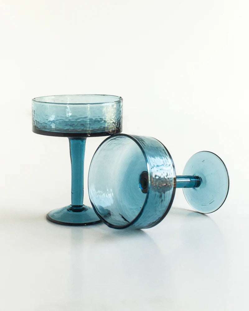 Handblown Hammered Coupe Cocktail Glass Pair image 3