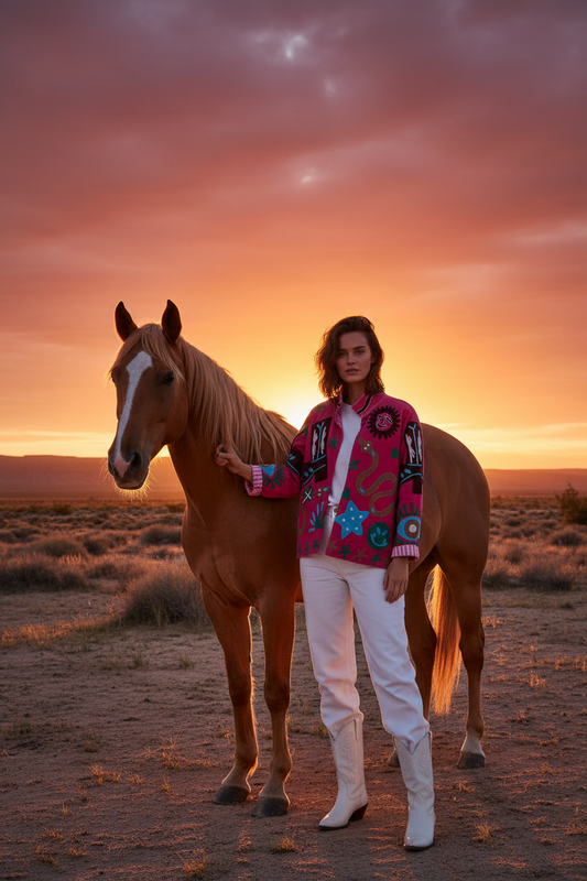 Velvet Jacket Cowgirl - Electric Pink