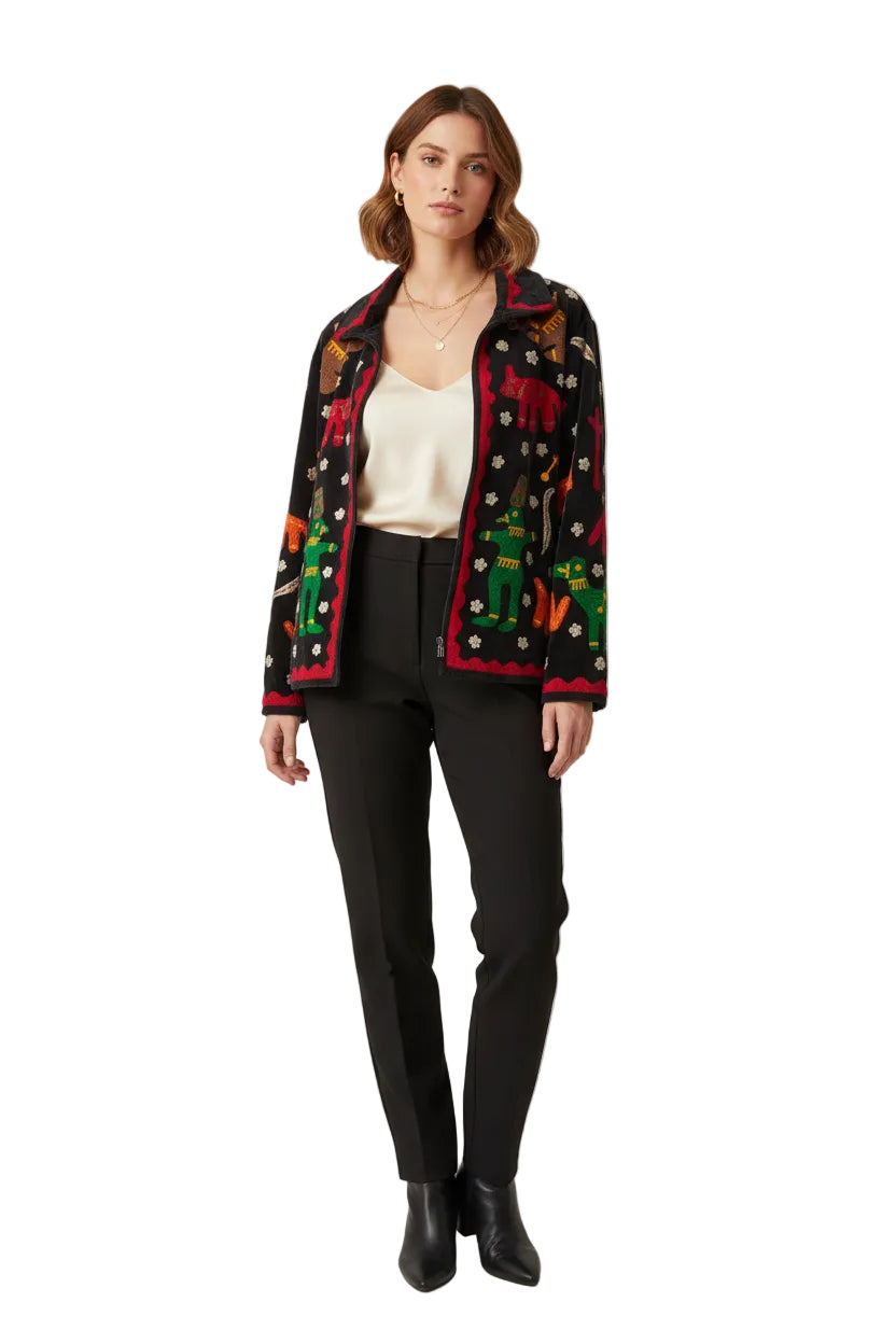Velvet Jacket Aztec Man black