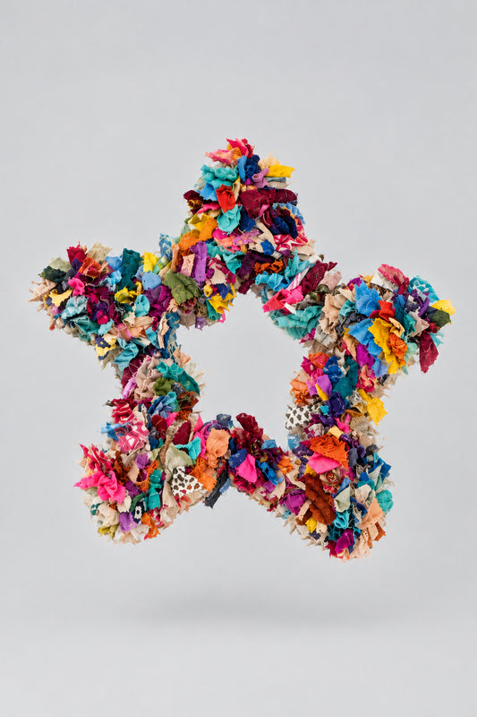 Recycled Sari Wreath Small Multicolour Star