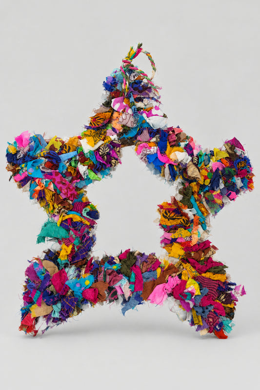 Recycled Sari Wreath Small Multicolour Star