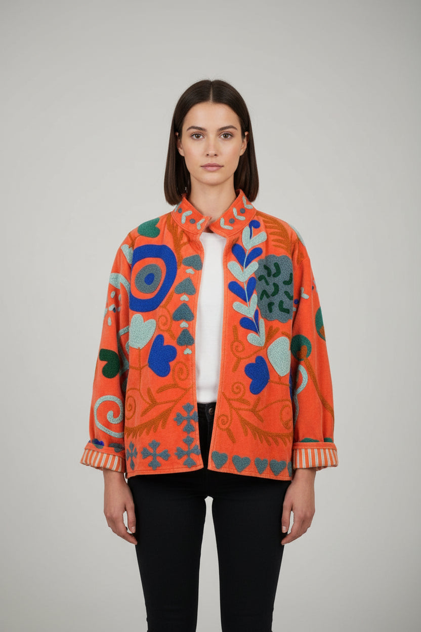 Velvet Jacket Bloom- Manderin