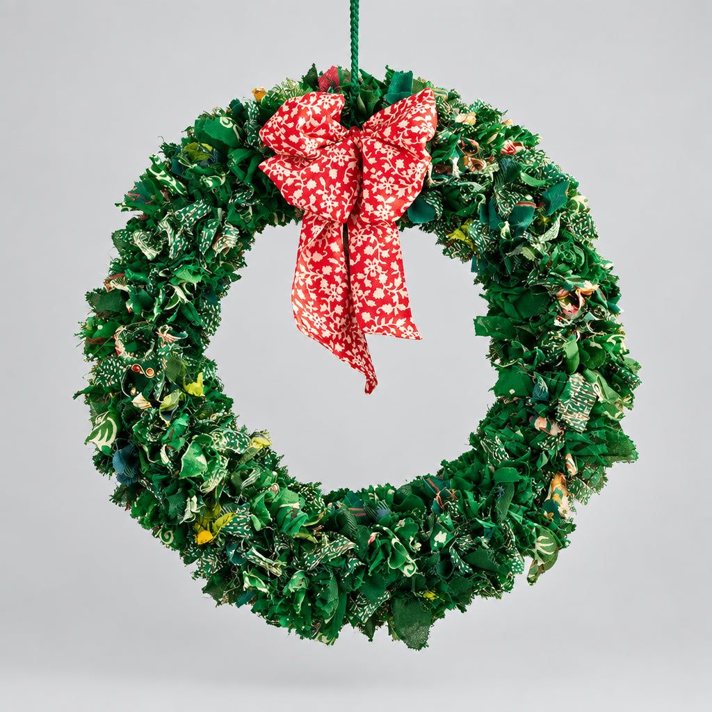 Recycled Sari Large Green Wreath