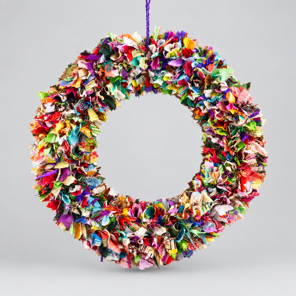 Recycled Sari Wreath Multicolour Large