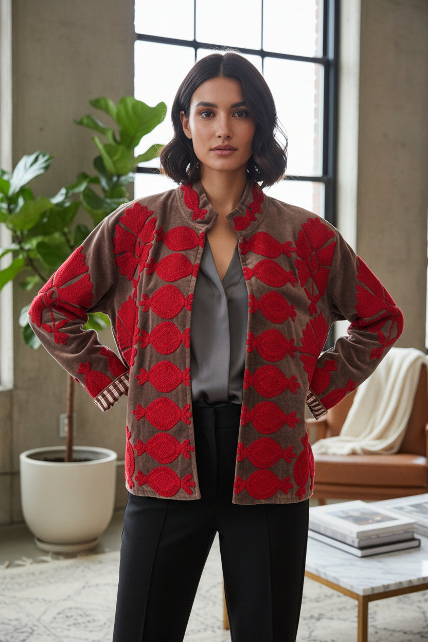 Velvet Jacket Pomegranate - Scarlet Chocolate