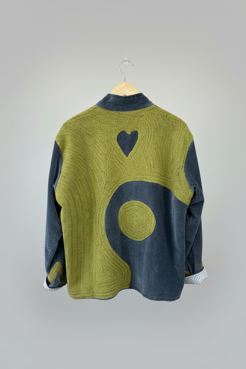 Velvet Jacket Ying & Yang - Shadow with Lime