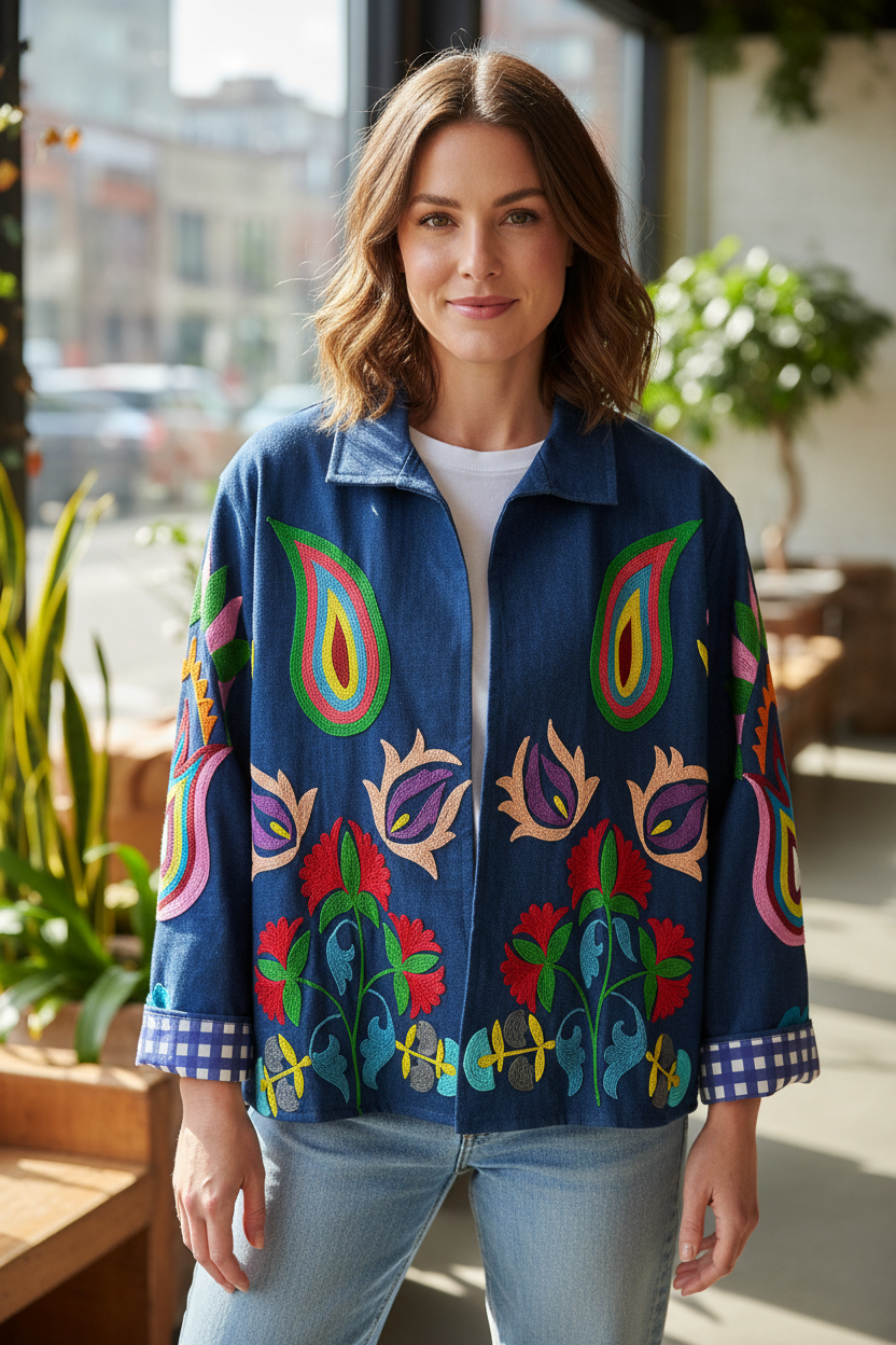 Denim Embroidered Jacket