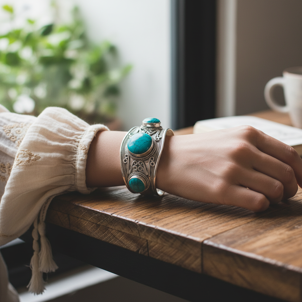 Marpha Tibetan Bracelet with Turquoise Stones
