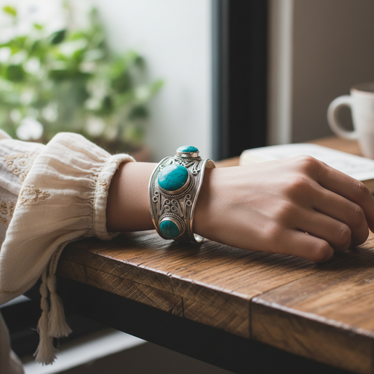 Marpha Tibetan Bracelet with Turquoise Stones