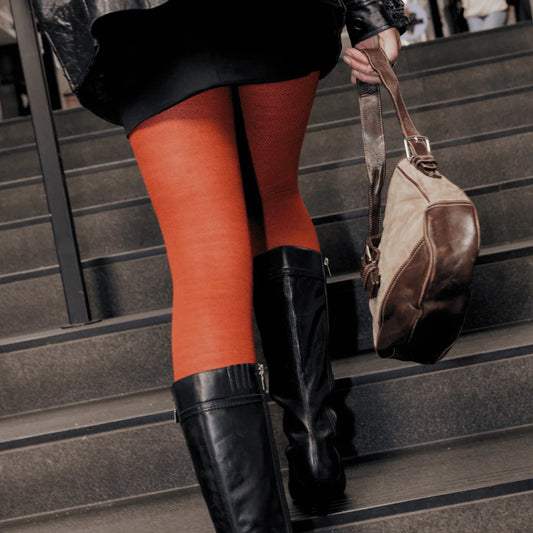 Merino Wool Textured Knit Tights | Woman | Spice Brown image 1