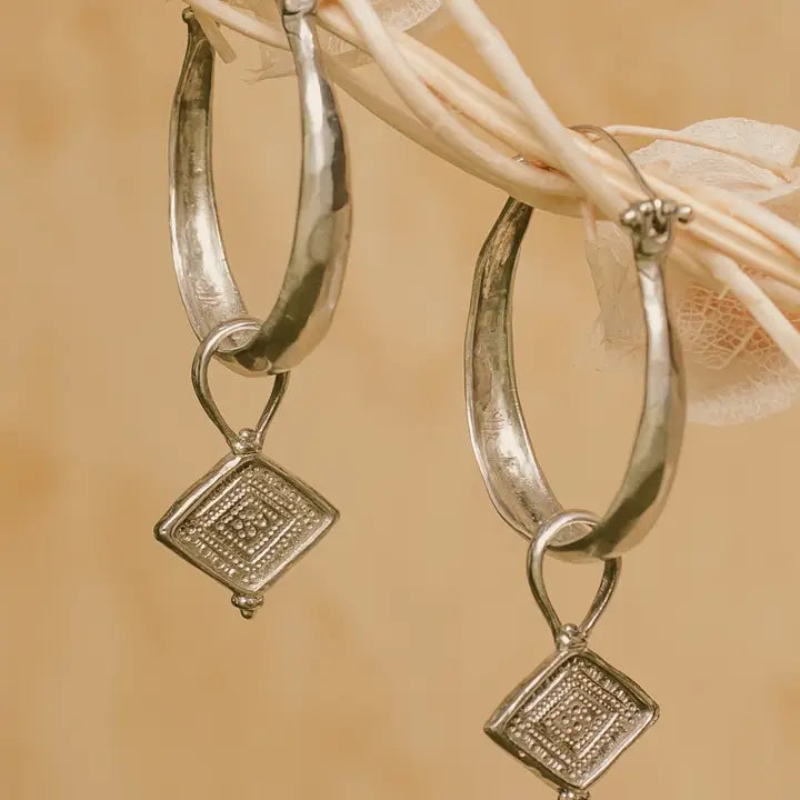 Kya Hoop Earrings - White Brass