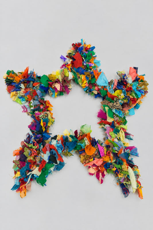 Recycled Sari Wreath Large Multicolour Star