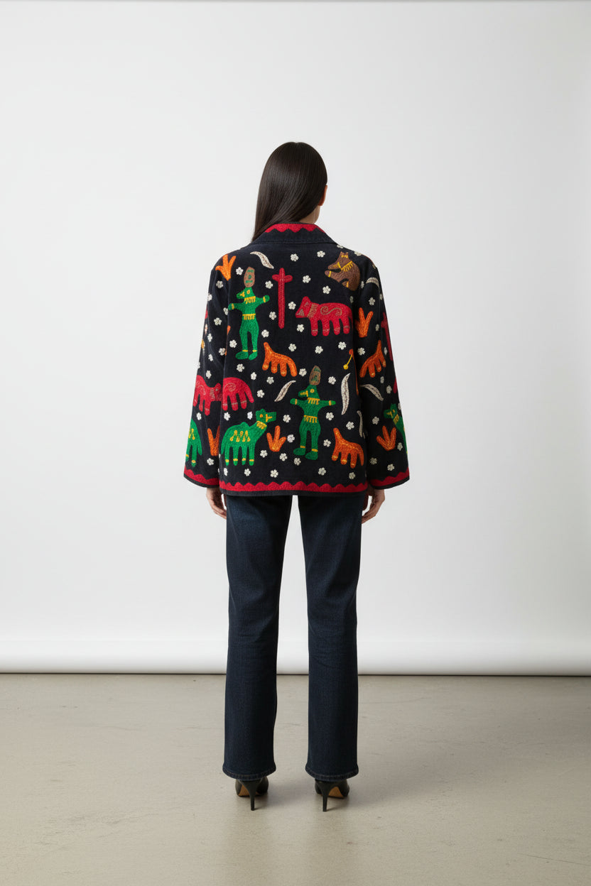 Velvet Jacket Aztec Man black