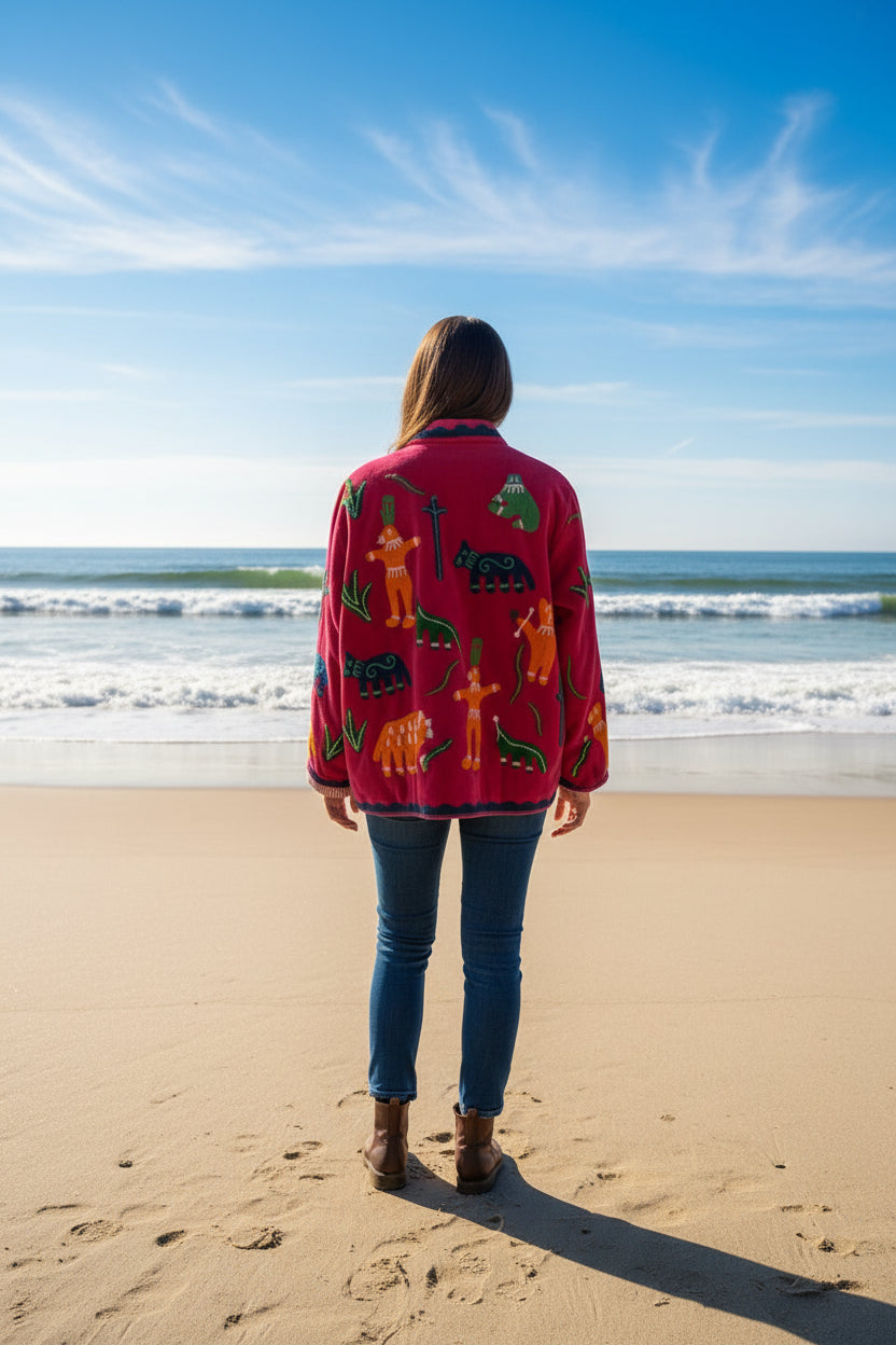 Velvet Jacket Motif - Hot Pink