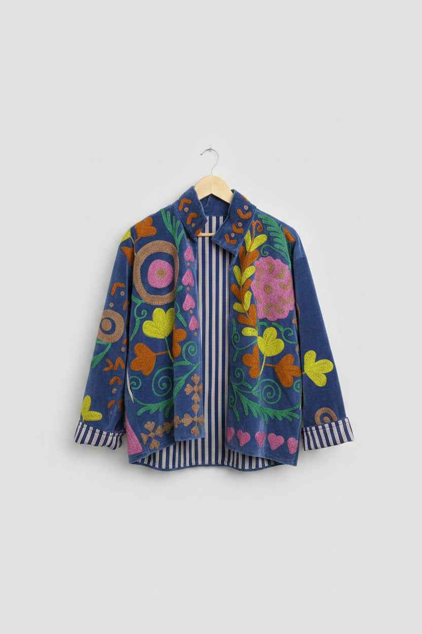 Velvet Jacket Bloom - Denim Blue