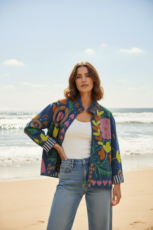 Velvet Jacket Bloom - Denim Blue