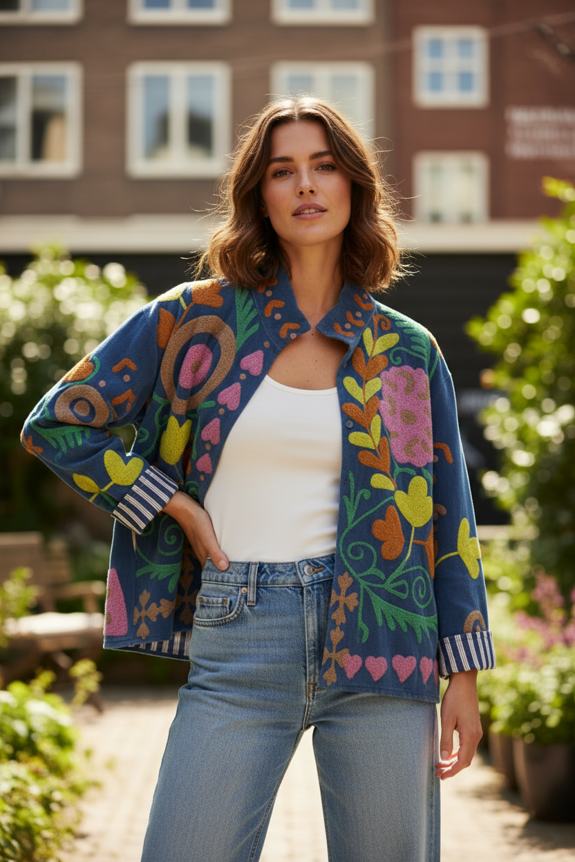 Velvet Jacket Bloom - Denim Blue