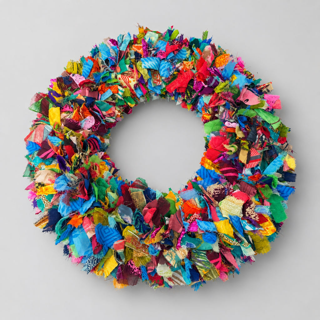 Recycled Sari Wreath Multicolour Large