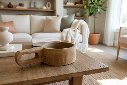 Round wooded bowl