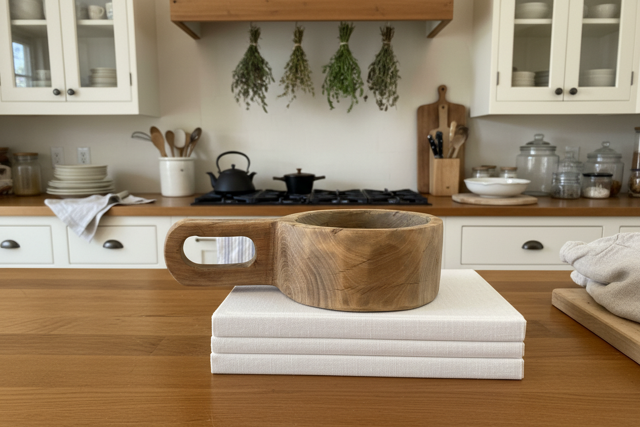 Round wooded bowl