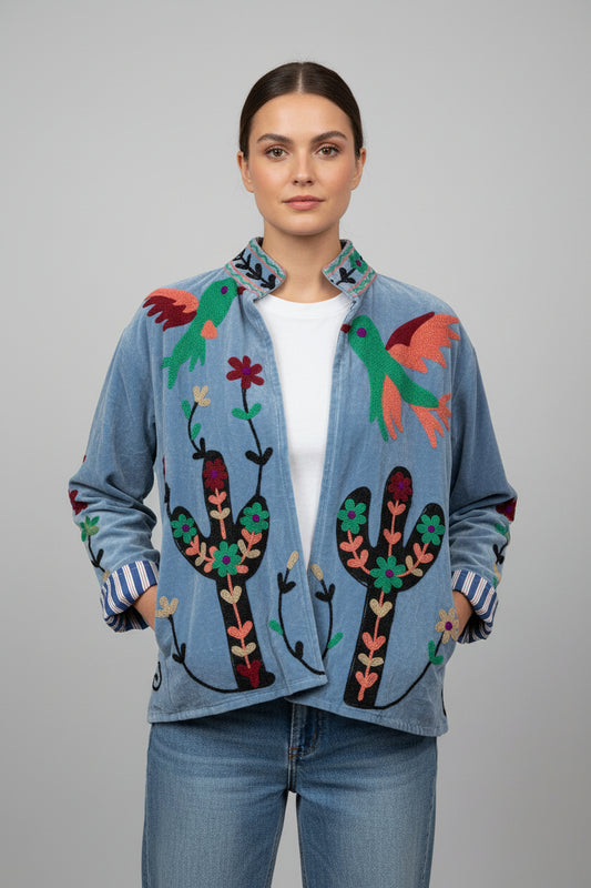 Velvet Jacket Cactus - Cornflower