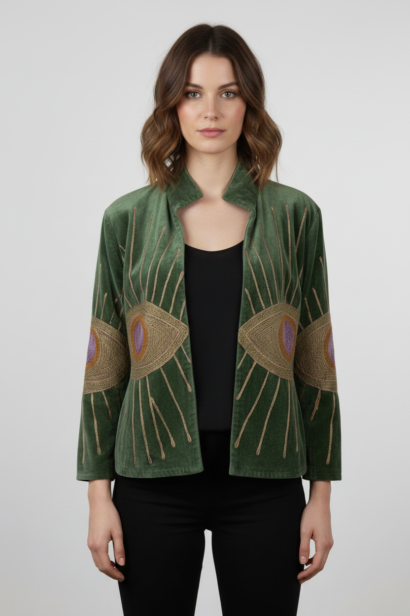 Velvet Jacket Seeing Eye - Moss Green