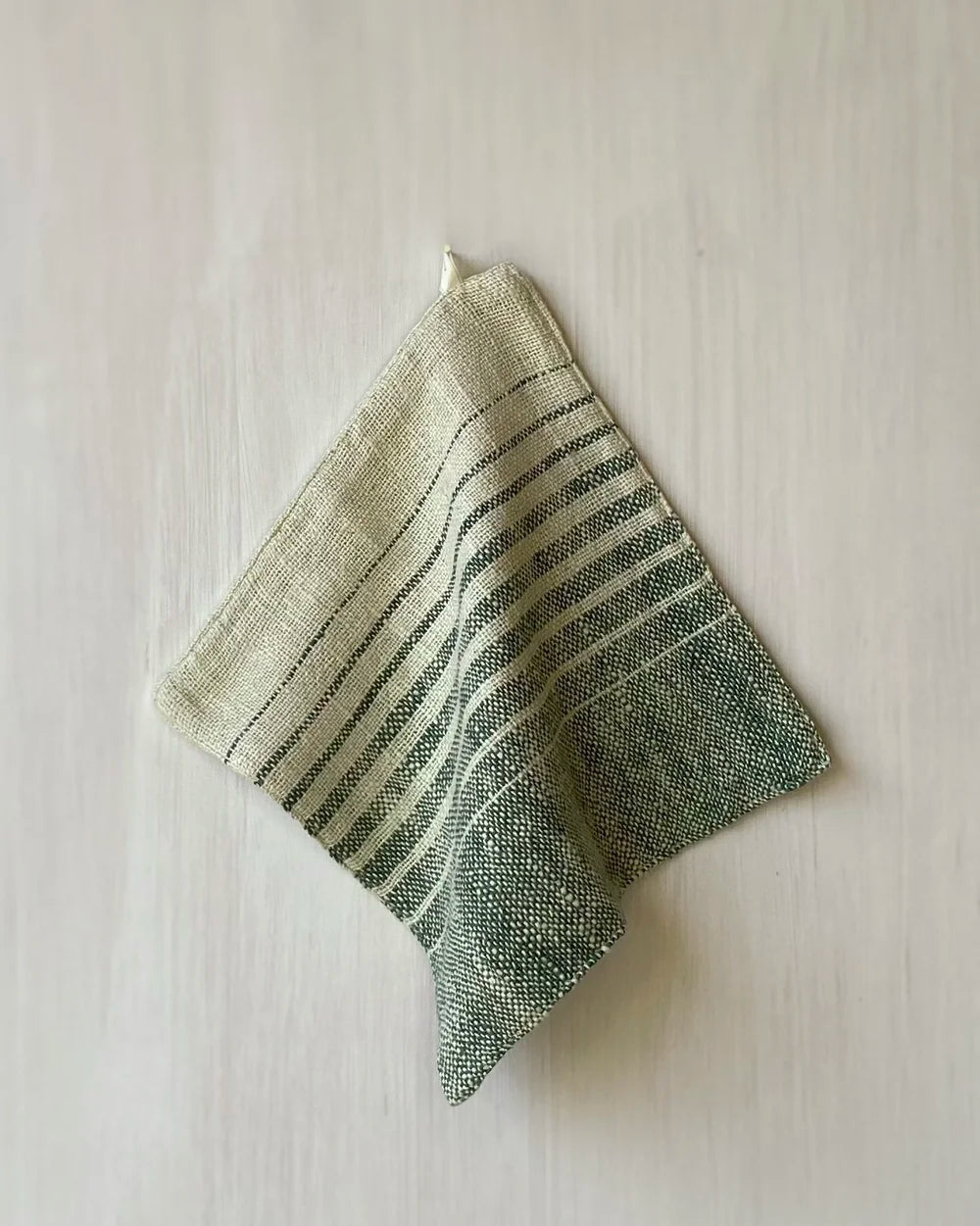 Face Washers 2 PK Green on Green /Green Natural Cotton Stripe