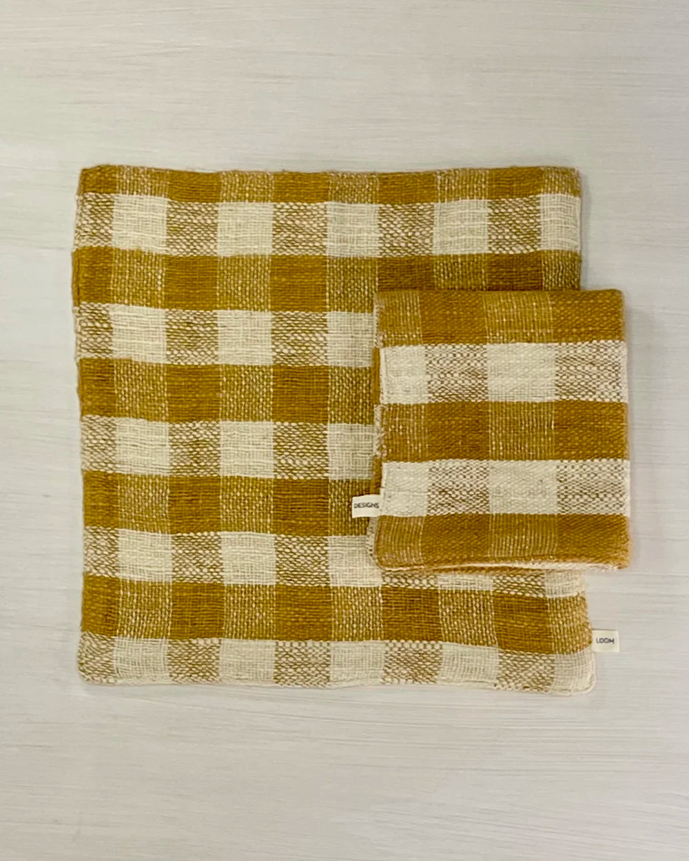 Face Washer Marigold & Natural Cotton Check