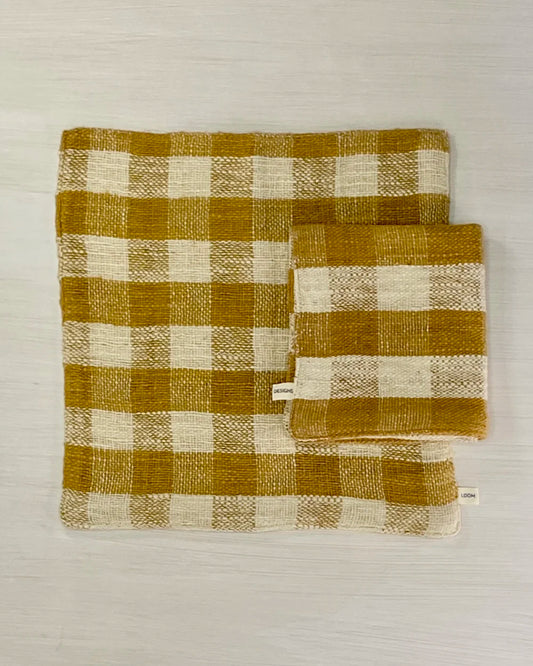 Face Washer Marigold & Natural Cotton Check