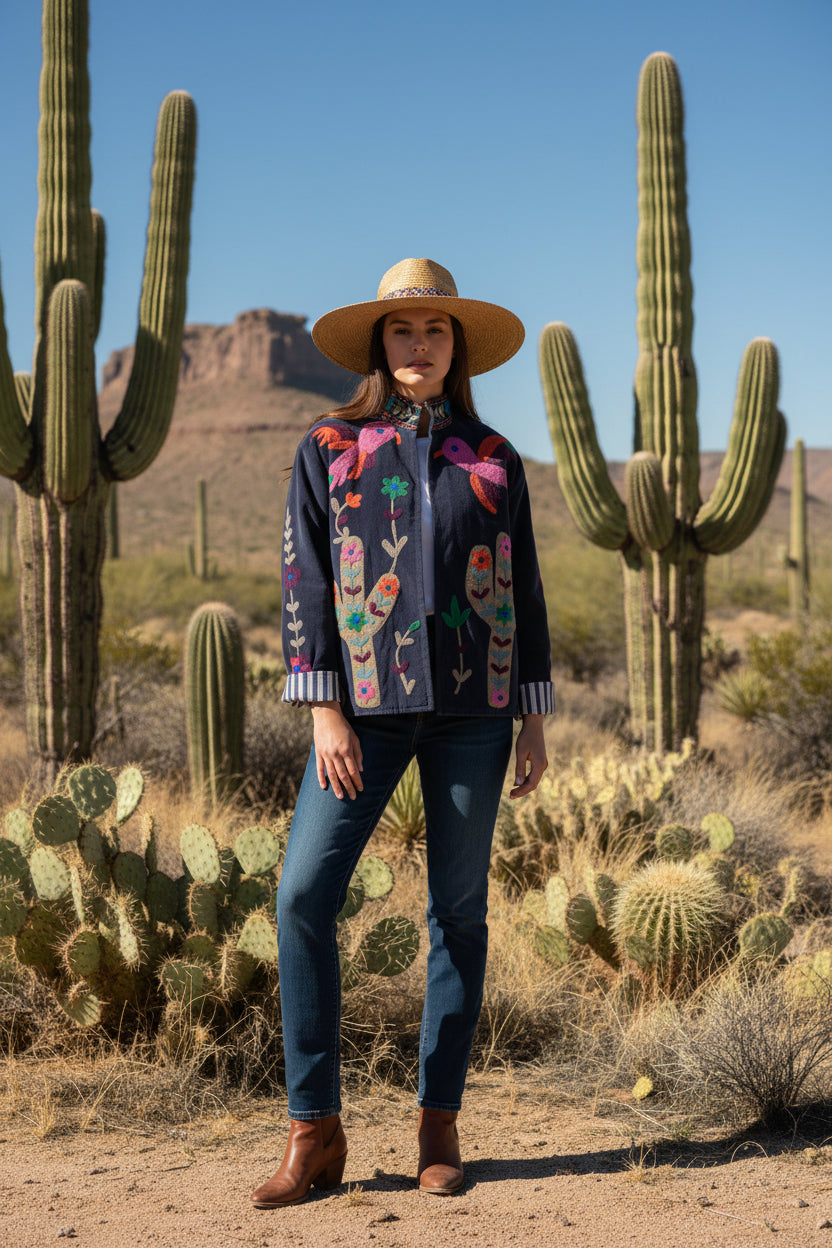 Velvet Jacket Cactus - Delft Blue