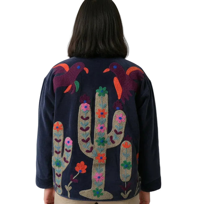 Velvet Jacket Cactus - Delft Blue