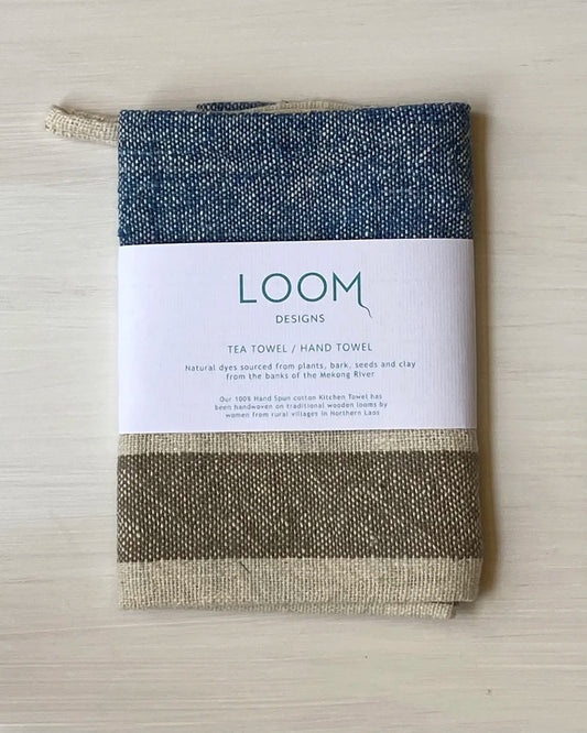 Tea Towel Indigo & Mekong Clay