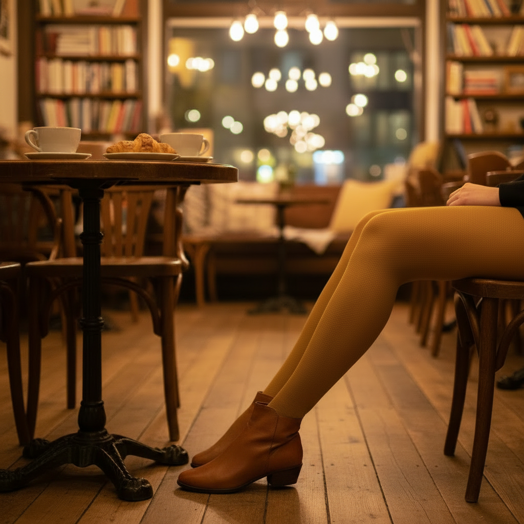 Merino Wool Textured Knit Tights | Woman | Tobacco